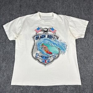 1990 Beach Boys Surf Patrol USA Catch a Wave T Shirt White Graphic Tee